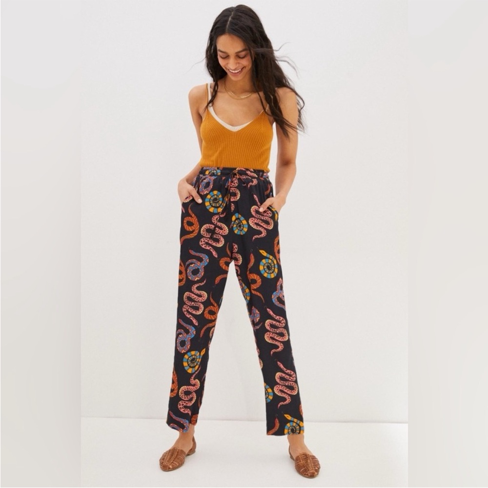FARM Rio Black Trousers with Playful Snake Design